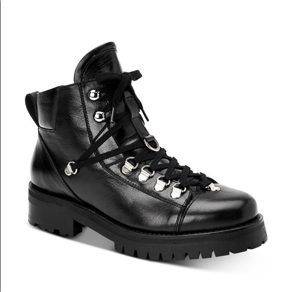 All Saints Lia Calf Leather Lug Sole Combat Moto Boot 7 - Picture 2 of 4